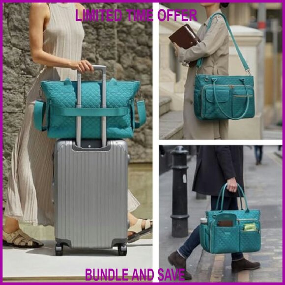 Large Convertible Tote Bag with Laptop Compartment & Insulated Pockets - Picture 8 of 8